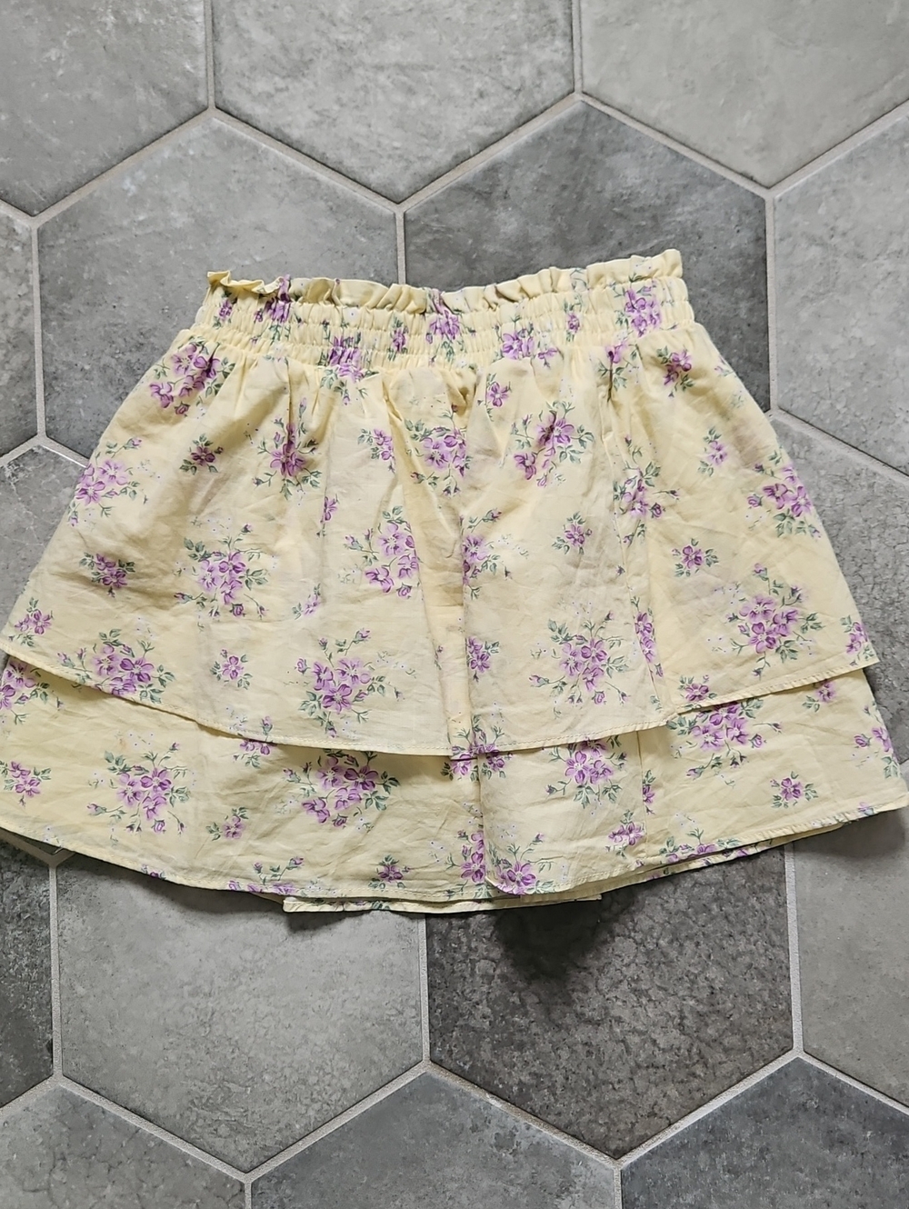 Janie and Jack Yellow Skirt with Purple Floral Print